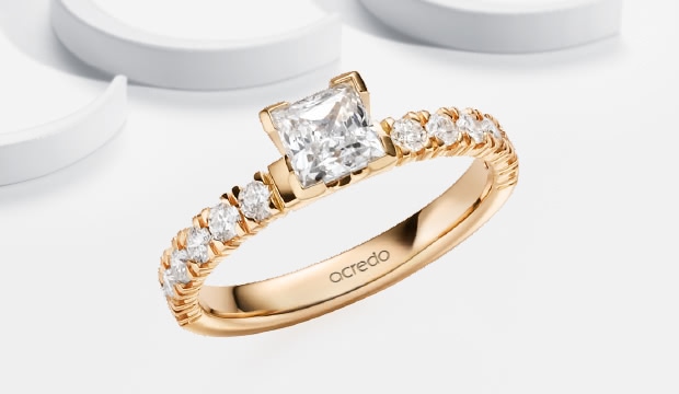 Bagues de fiançailles diamants princesse  | acredo