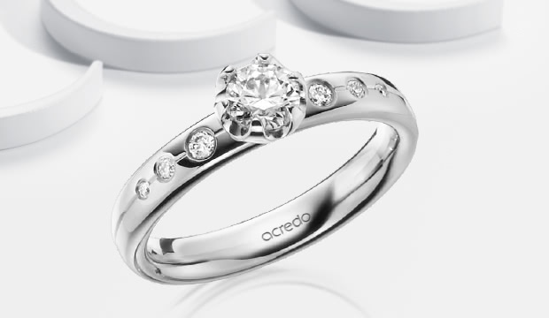 Bagues de fiançailles en or blanc avec diamant | acredo
